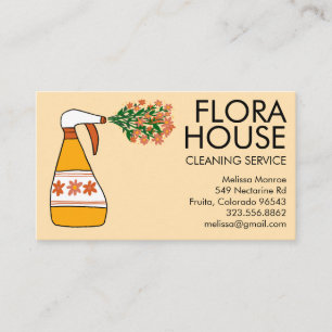 Floral House Cleaning Service Spray Bottle Retro Visitekaartje