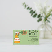 Floral House Cleaning Service Spray Bottle Retro Visitekaartje (Staand voorkant)