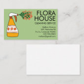 Floral House Cleaning Service Spray Bottle Retro Visitekaartje (Voorkant / Achterkant)