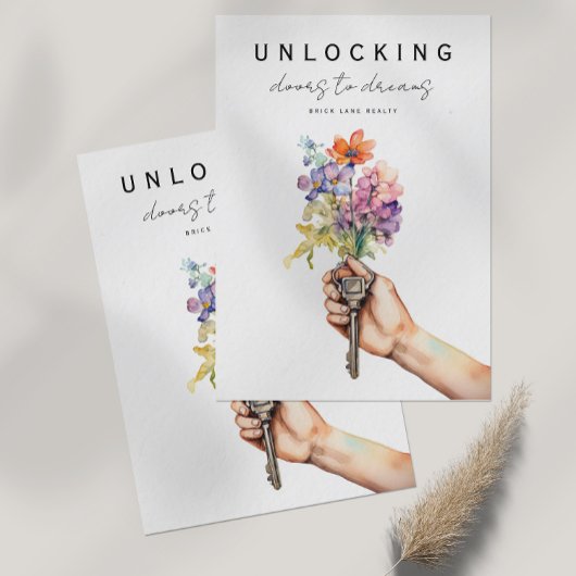 Floral House Keys Vastgoed Marketing Briefkaart