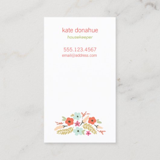 Floral Housekeeping Eco Cleaning Service Visitekaartje (Achterkant)