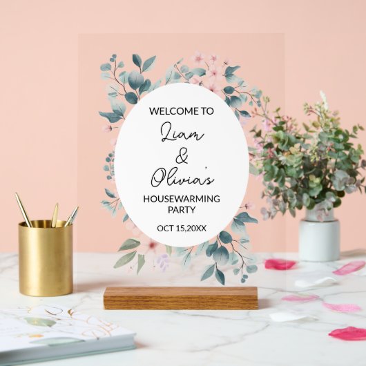 Floral Housewarming Party Entree Welkom Acryl Bord (Huwelijk)