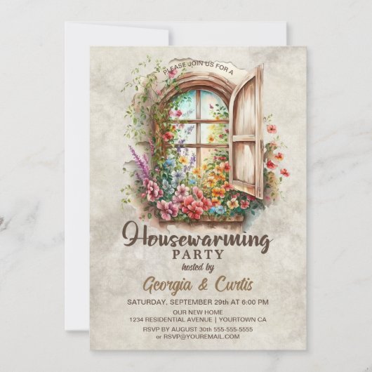 Floral Housewarming Party uit het bijtende land Kaart (Voorkant)