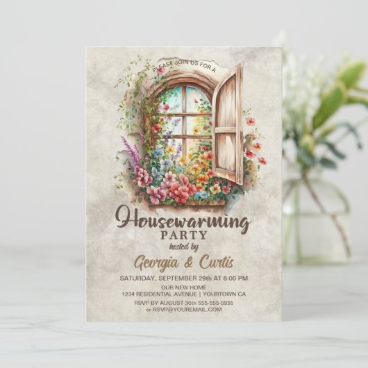 Floral Housewarming Party uit het bijtende land Kaart (Staand voorkant)