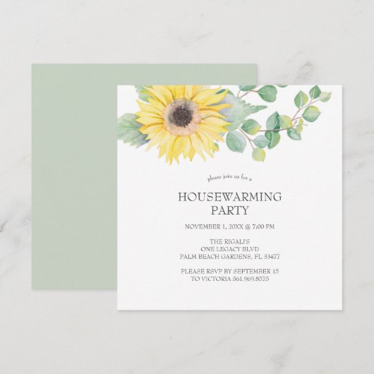 Floral Housewarming Party Uitnodigingen (Voorkant / Achterkant)