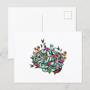 Floral Human Brain Mental Health Awareness Briefkaart