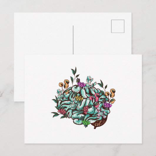 Floral Human Brain Mental Health Awareness Briefkaart (Voorkant / Achterkant)