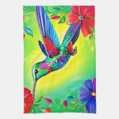Floral Hummingbird Art Design Theedoek (Verticaal)