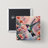 floral hummingbird button (Voorkant /achterkant)