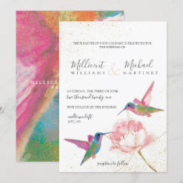 Floral Hummingbird Gold Waterverf Weddenschap Kaart