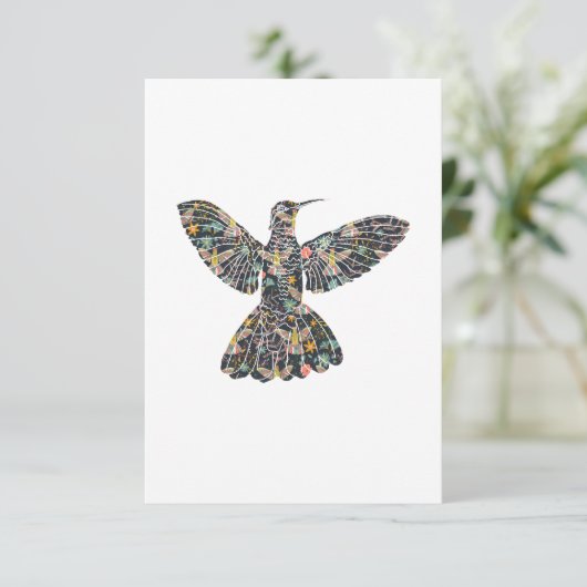 Floral Hummingbird Kaart (Staand voorkant)