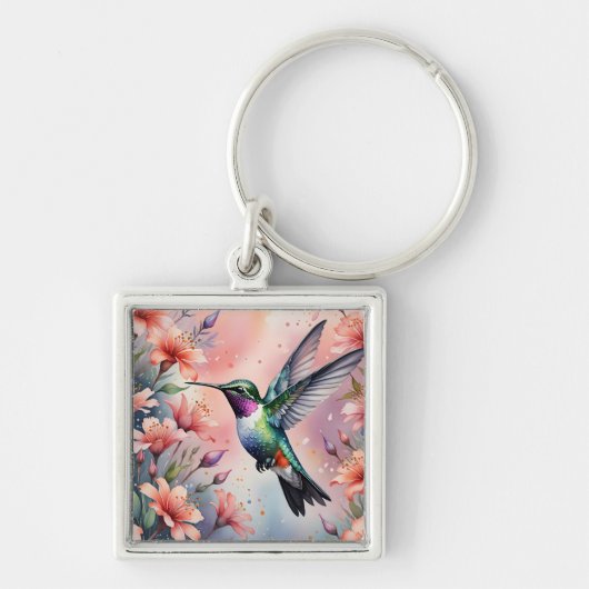 floral hummingbird keychain (Voorkant)