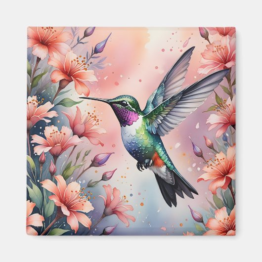 floral hummingbird magnet (Voorkant)