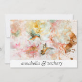 *~* Floral Hummingbird PHOTO QR RSVP AR26 WEDDING Kaart (Voorkant)