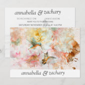 *~* Floral Hummingbird PHOTO QR RSVP AR26 WEDDING Kaart (Voorkant / Achterkant)