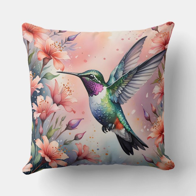 floral hummingbird pillow kussen (Achterkant)