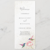 Floral Hummingbird Pink Gold Wedding Programme Programmakaart (Voorkant)