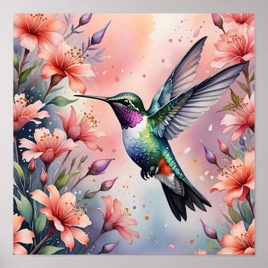 floral hummingbird poster (Voorkant)