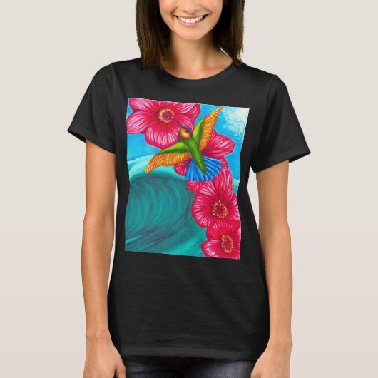 Floral Hummingbird Wave T-shirt (Voorkant)