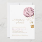 Floral Hydrangea Air Ballon Baby shower | Kaart (Voorkant)