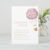 Floral Hydrangea Air Ballon Baby shower | Kaart (Staand voorkant)