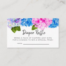 Floral Hydrangea Baby shower Luier Raffle Ticket