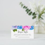 Floral Hydrangea Baby shower Luier Raffle Ticket Informatiekaartje (Staand voorkant)