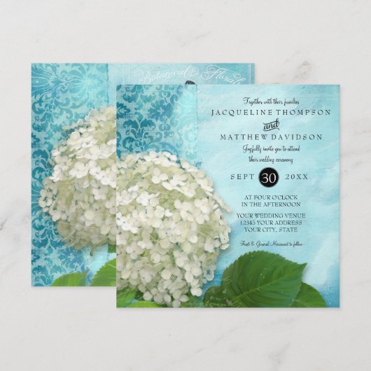 Floral Hydrangea Blue White Classic Elegant Formal Kaart (Voorkant / Achterkant)