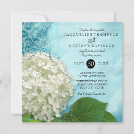 Floral Hydrangea Blue White Classic Elegant Formal Kaart