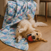 Floral Hydrangea Fleece Blanket Blue & Pink  Deken