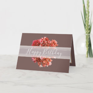 Floral Hydrangea Flower Bouquet Oranje Birthday Kaart