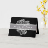 Floral Hydrangea Flower Bouquet Silver Birthday Kaart (Gele Bloem)