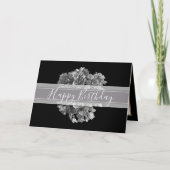 Floral Hydrangea Flower Bouquet Silver Birthday Kaart (Voorkant)