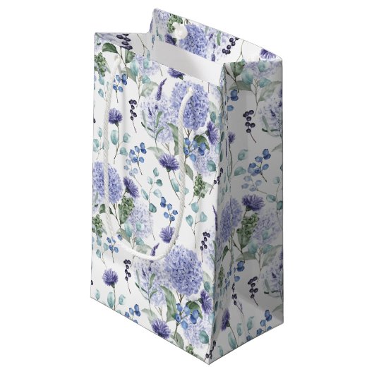 Floral Hydrangea Gift Bag Klein Cadeauzakje (Voorkant Gekanteld)