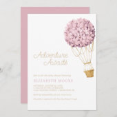 Floral Hydrangea Hot Air Ballon Baby shower | Kaart (Voorkant / Achterkant)