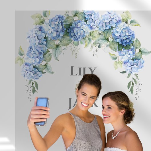 Floral Hydrangea Photo Selfie Wedding Backdrop Wandkleed