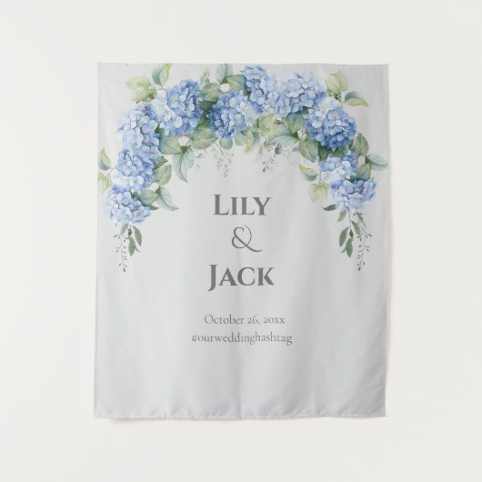 Floral Hydrangea Photo Selfie Wedding Backdrop Wandkleed (Voorkant)