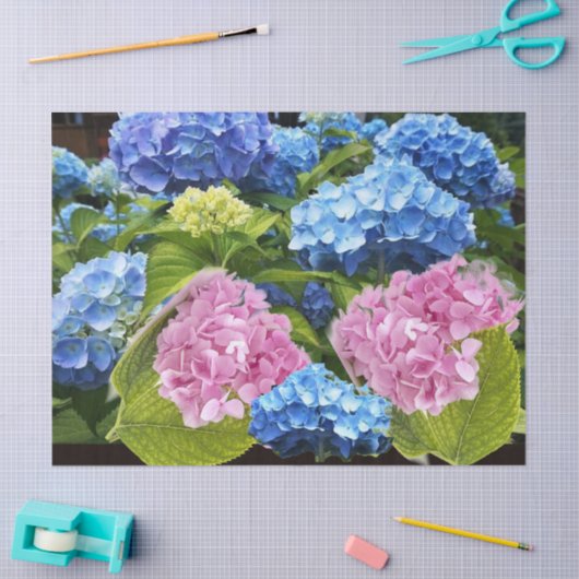 Floral Hydrangea Roze Blauw Ontstekingsvaartuig Tissuepapier (Craft)
