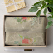 Floral Hydrangea Rozen Gold Monogram Naam Tissuepapier (Geschenk)