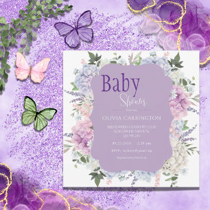 Floral Hydrangea Waterverf Elegant Baby shower Kaart
