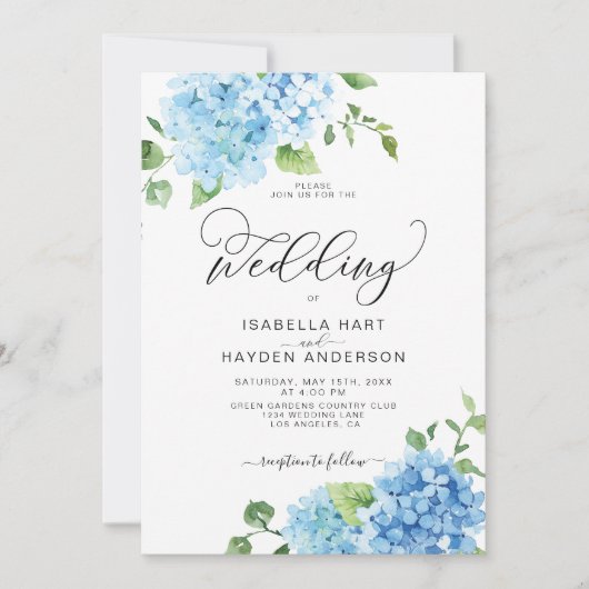 Floral Hydrangea Wedding Kaart (Voorkant)