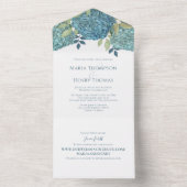 Floral Hydrangea Wedding Website Geadresseerde All In One Uitnodiging (Binnen)