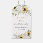 Floral Hydrangea Zonnebloemen Bruiloft Dank u Cadeaulabel (Voorkant)