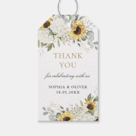 Floral Hydrangea Zonnebloemen Bruiloft Dank u Cadeaulabel