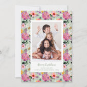 Floral Hydrangeas met kerstfoto Feestdagenkaart (Voorkant)