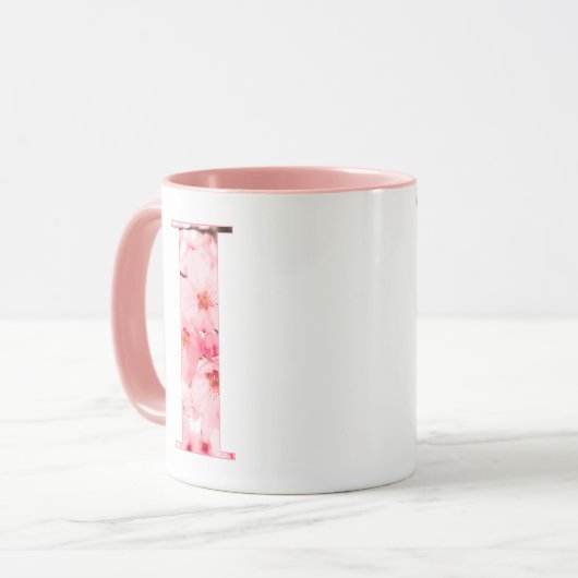 Floral I Initial Mug | Personalized Name & Traits Mok (Voorkant links)
