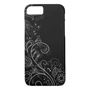 Floral i iPhone 7 hoesje zwart-wit