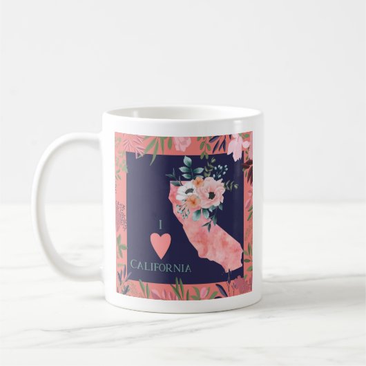  Floral I Love California State Map Koffiemok (Links)