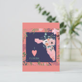  Floral I Love Florida State Map Briefkaart (Staand voorkant)