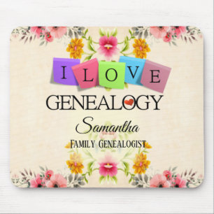 Floral I love Genealogy Mousepad Muismat